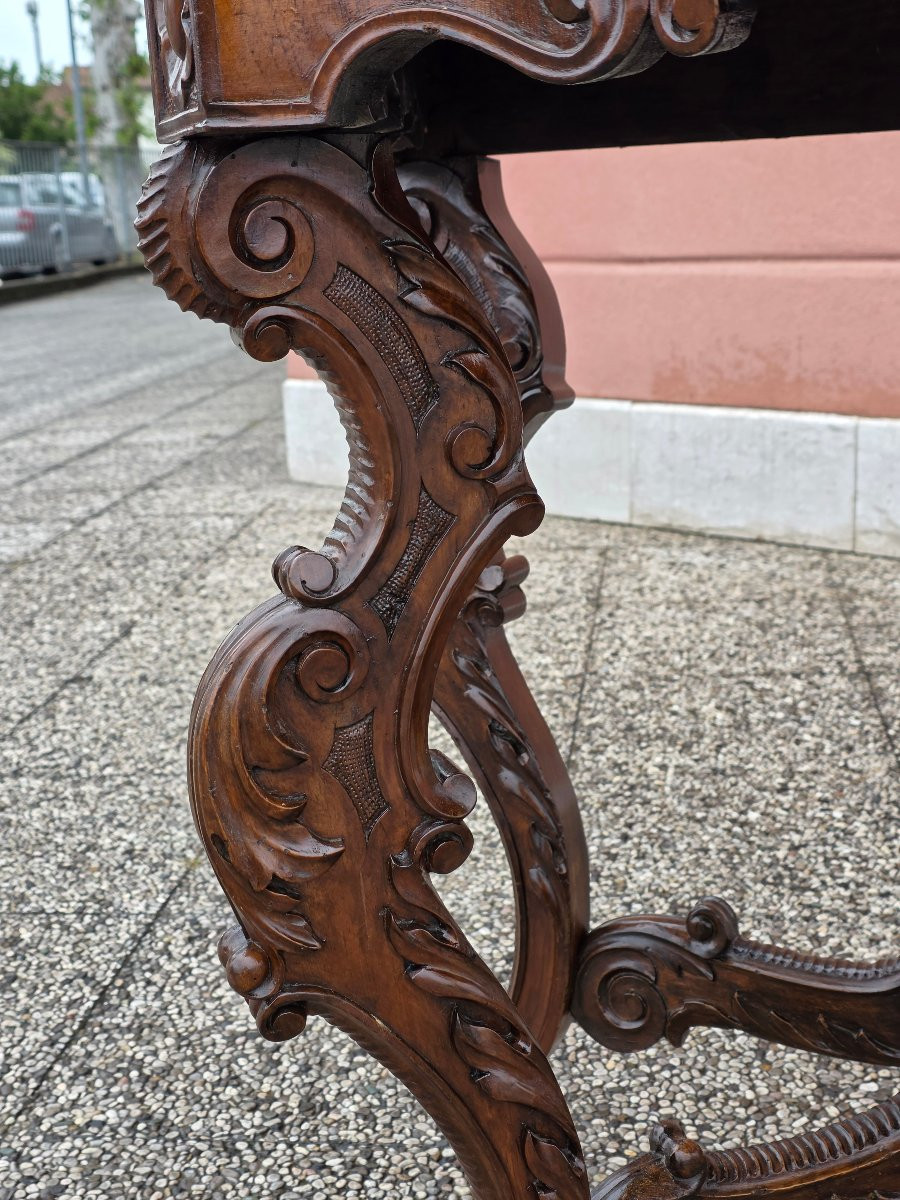 Carved Walnut Carlo X Console Table, Venetian Region, Early 19th Century-photo-7