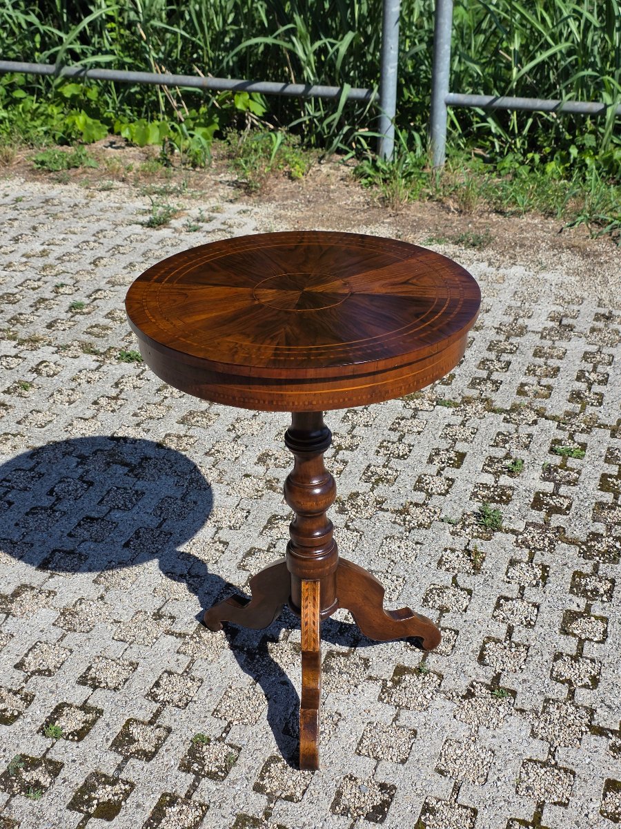 Guéridon Émilien De Rolo En Noyer Marqueté, Milieu XIXe Siècle-photo-5