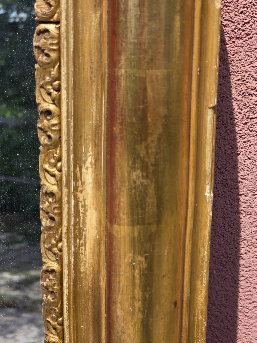 Large French Louis Philippe Mirror, Gilded With Gold Leaf, Featuring The Original Mercury Mirror-photo-4
