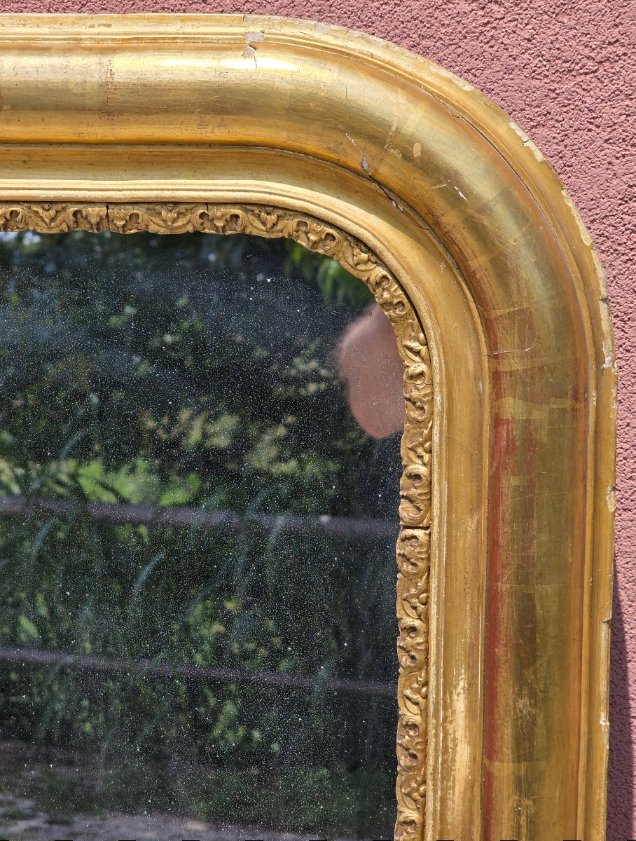 Large French Louis Philippe Mirror, Gilded With Gold Leaf, Featuring The Original Mercury Mirror-photo-1