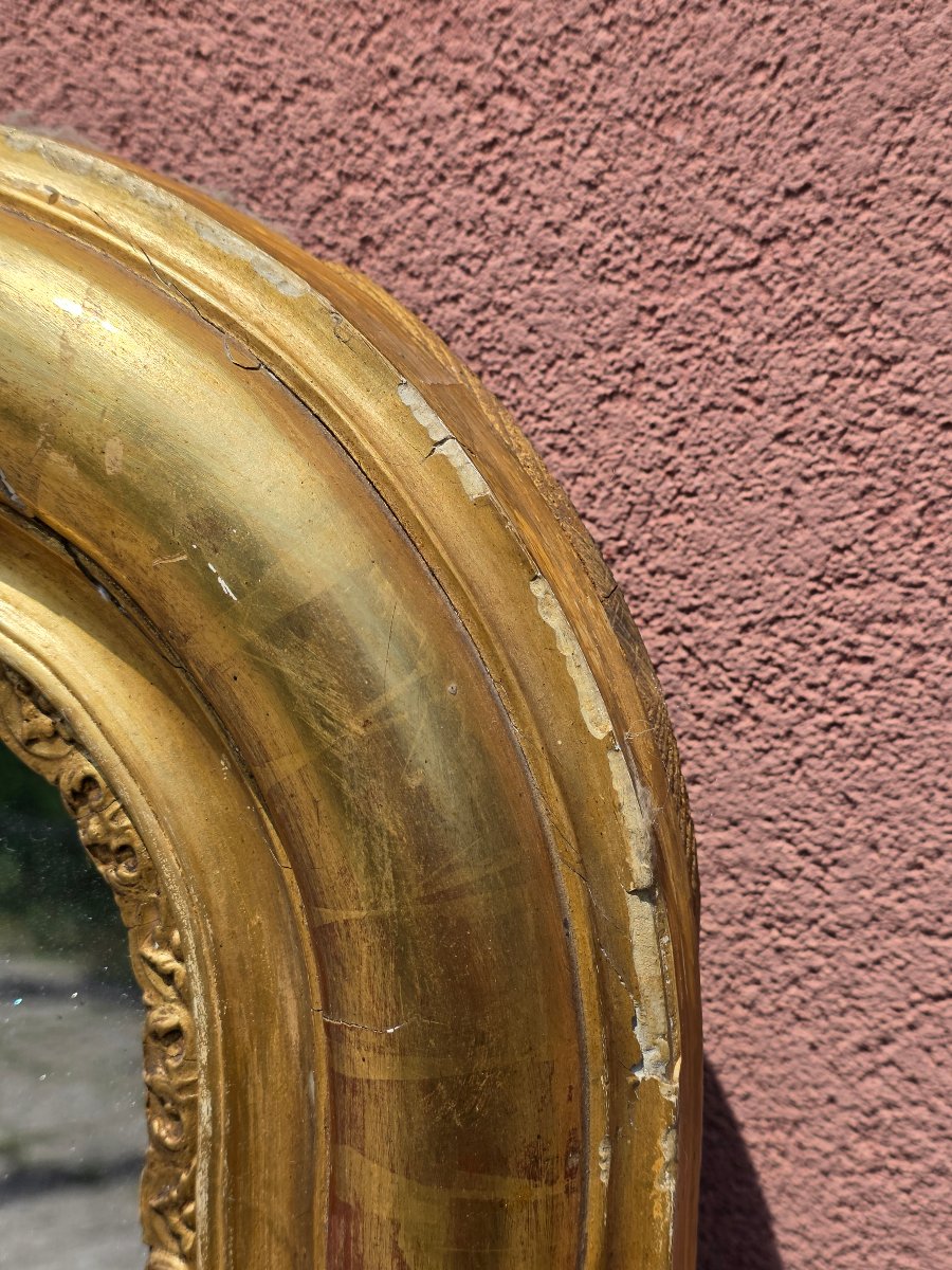 Large French Louis Philippe Mirror, Gilded With Gold Leaf, Featuring The Original Mercury Mirror-photo-4
