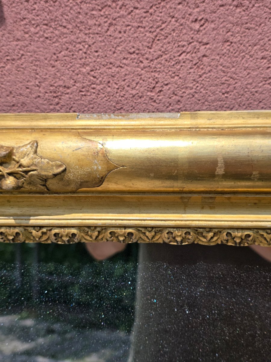 Large French Louis Philippe Mirror, Gilded With Gold Leaf, Featuring The Original Mercury Mirror-photo-5