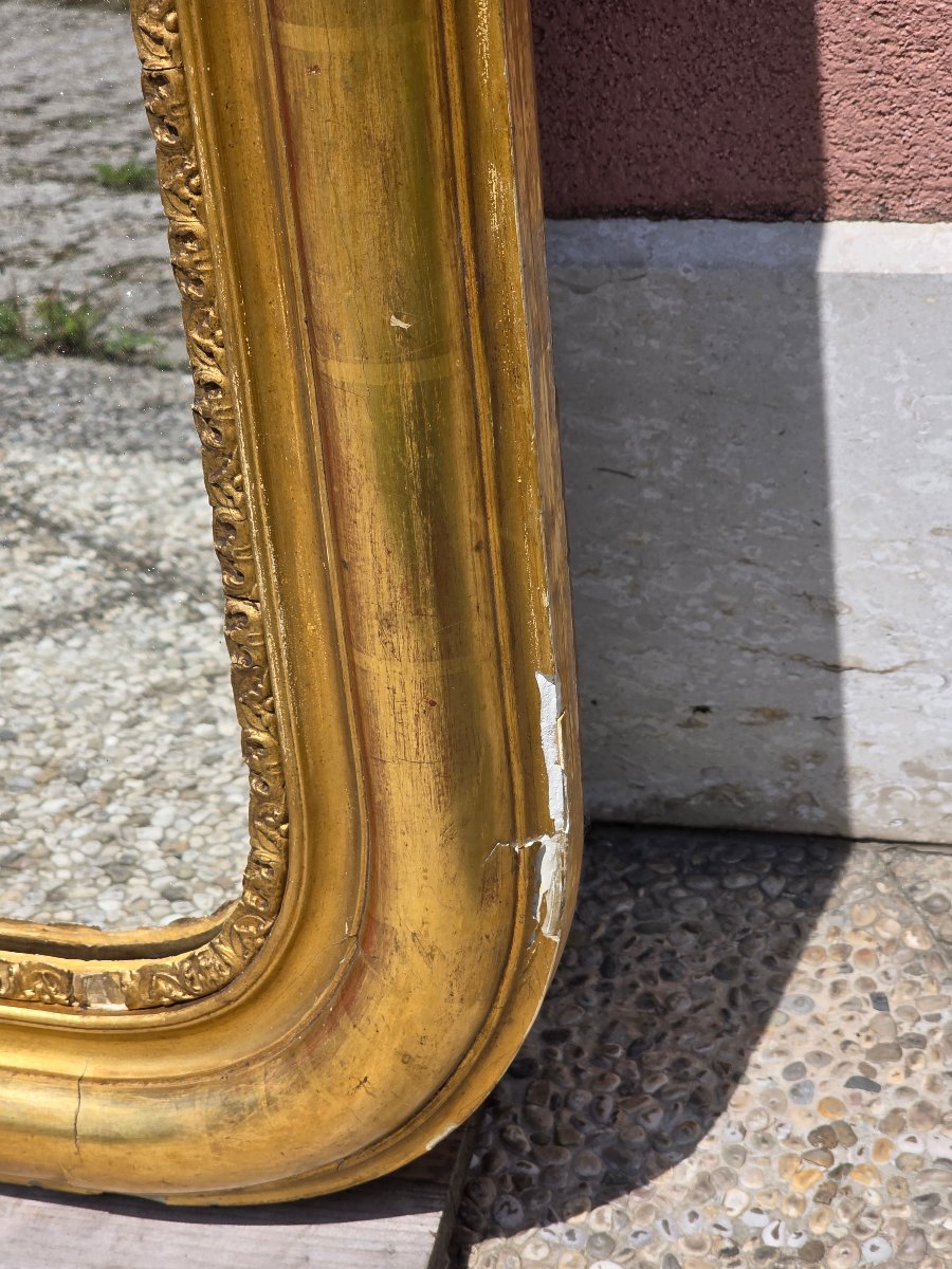 Large French Louis Philippe Mirror, Gilded With Gold Leaf, Featuring The Original Mercury Mirror-photo-7