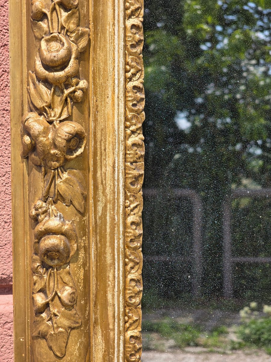 Large French Louis Philippe Mirror, Gilded With Gold Leaf, Featuring The Original Mercury Mirror-photo-8