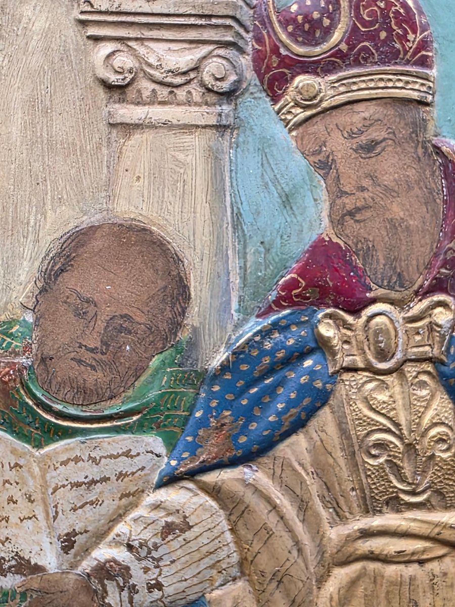 Paire de panneaux dévotionnels dorés avec scènes de la vie de la Vierge, Vénétie, fin XVIIIe si-photo-4