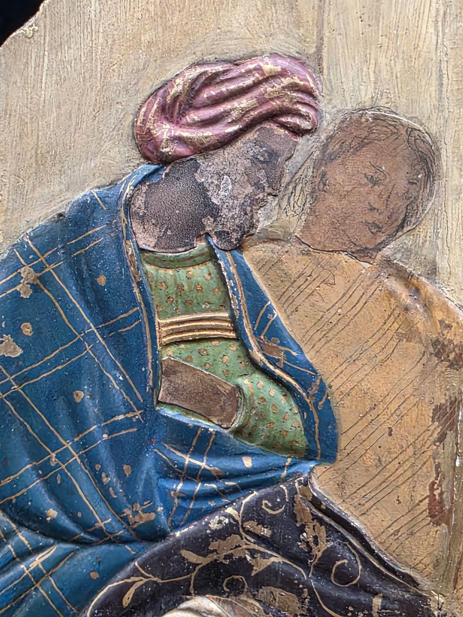 Paire de panneaux dévotionnels dorés avec scènes de la vie de la Vierge, Vénétie, fin XVIIIe si-photo-6