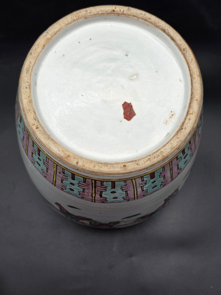 Grand vase potiche chinois couvert en porcelaine peinte – première moitié du XXe siècle-photo-3