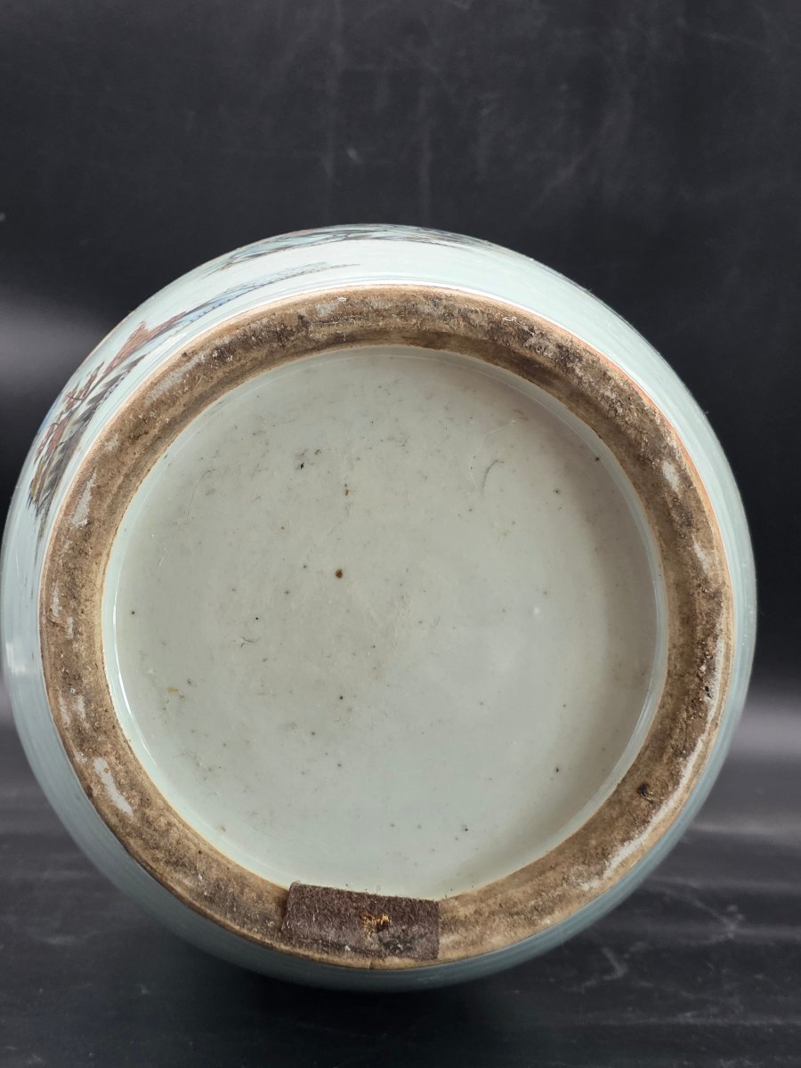 Large Chinese Porcelain Vase With Figurative Scenes And Calligraphy - H 59.5 Cm-photo-1