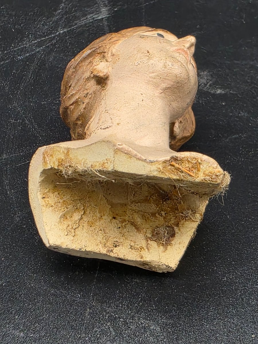 Trois têtes de santons de crèche napolitaine en terre cuite polychrome – Début du XIXe siècle-photo-6
