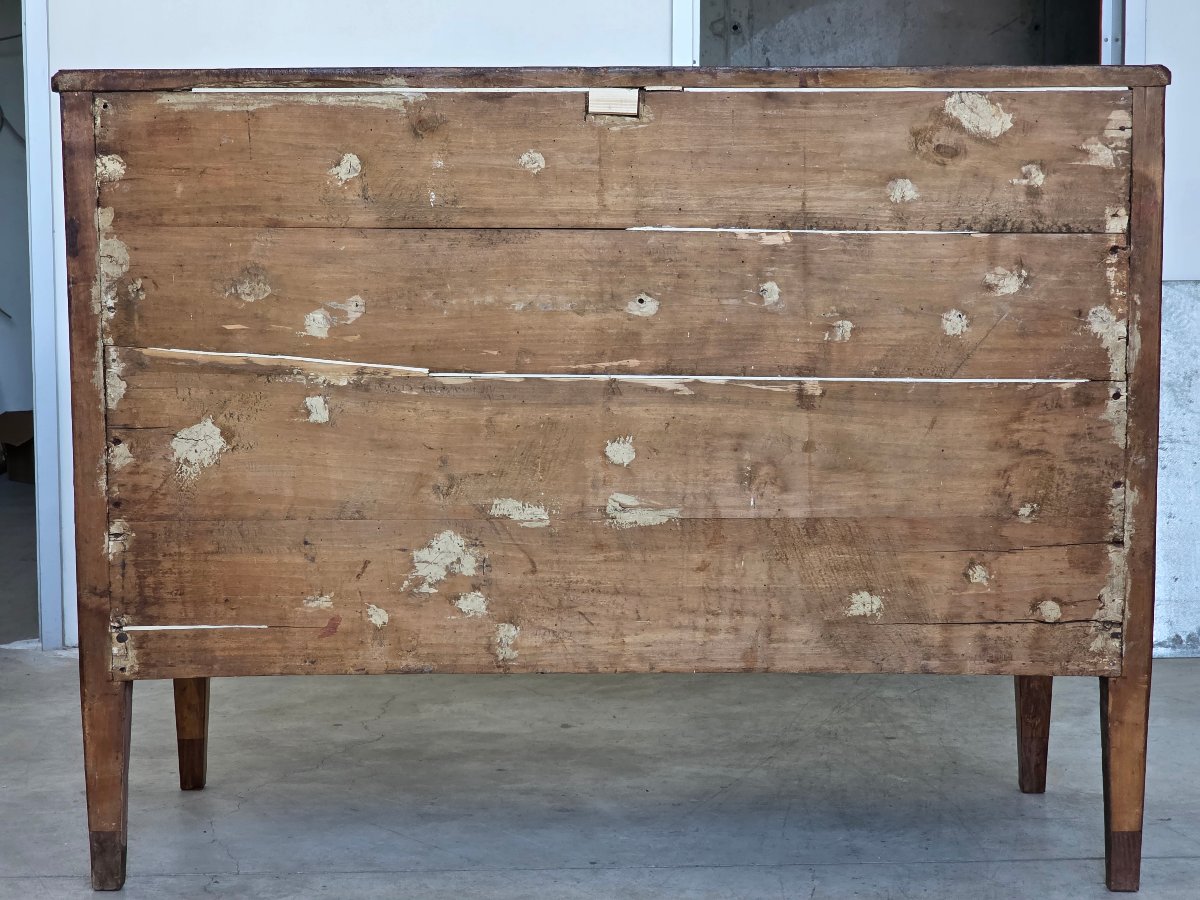 Paire de commodes Louis XVI toscanes plaquées de noyer, XVIIIe siècle-photo-3