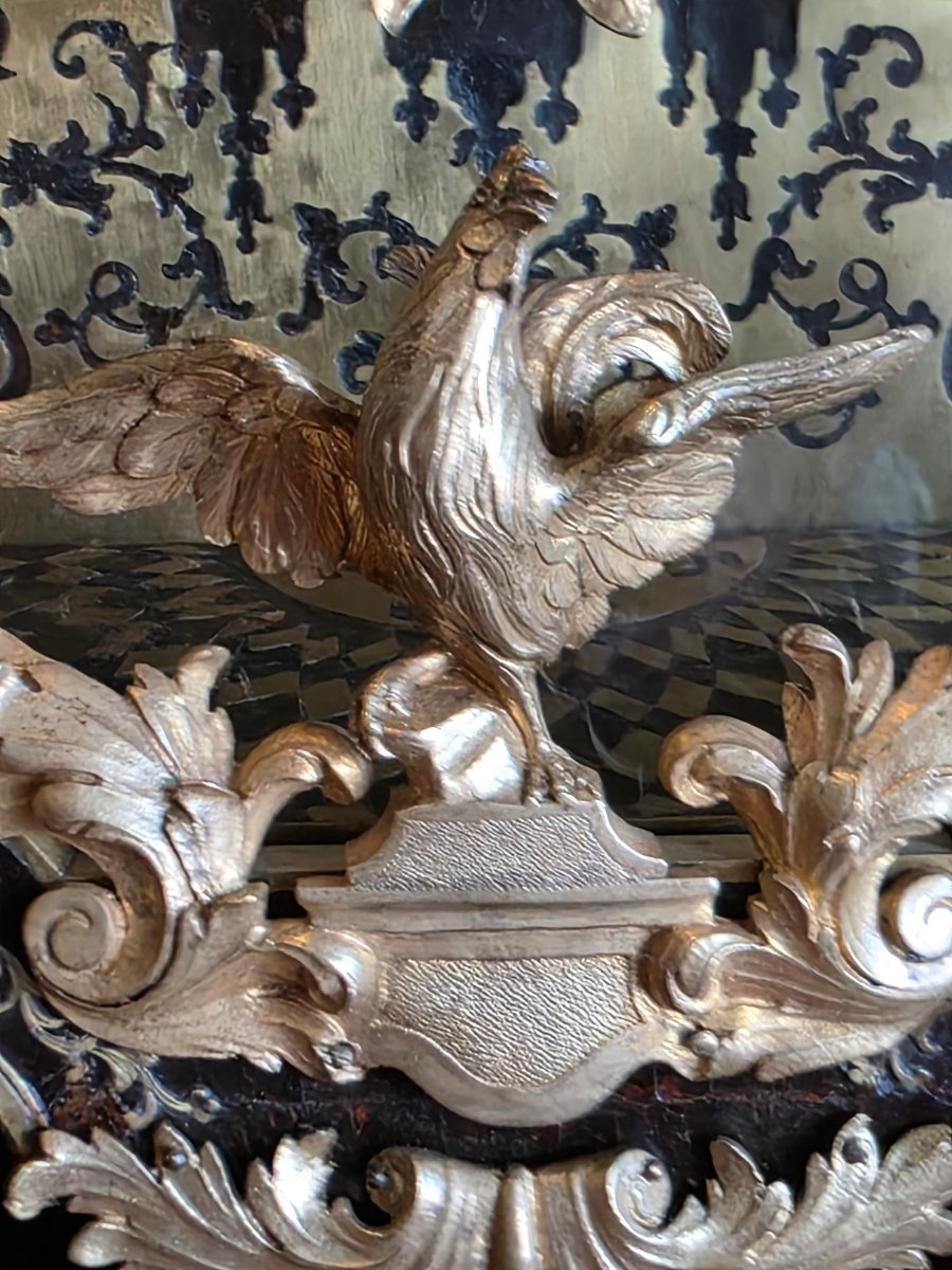 French Louis XV Cartel Pendulum Clock In Ebonized Wood And Gilded Bronze, 18th Century-photo-4