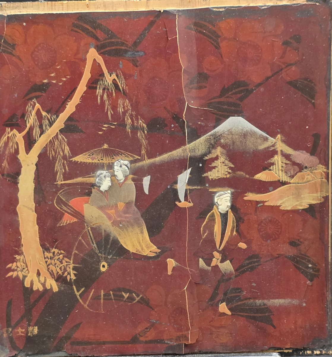 Japanese Maki-e Lacquer Panel Depicting Mount Fuji, Early 20th Century