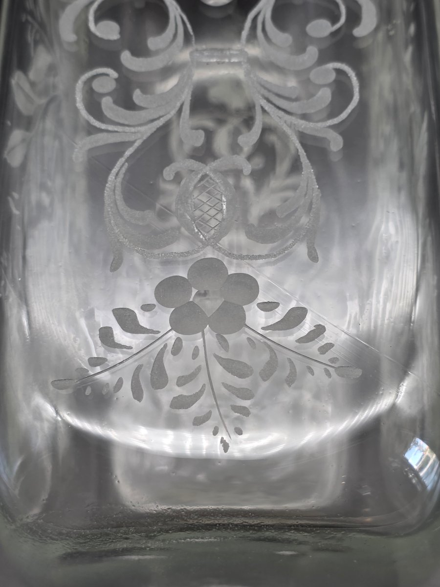 Carafe à liqueur en verre gravé avec monture en argent 800, Venise, fin XIXe siècle-photo-2