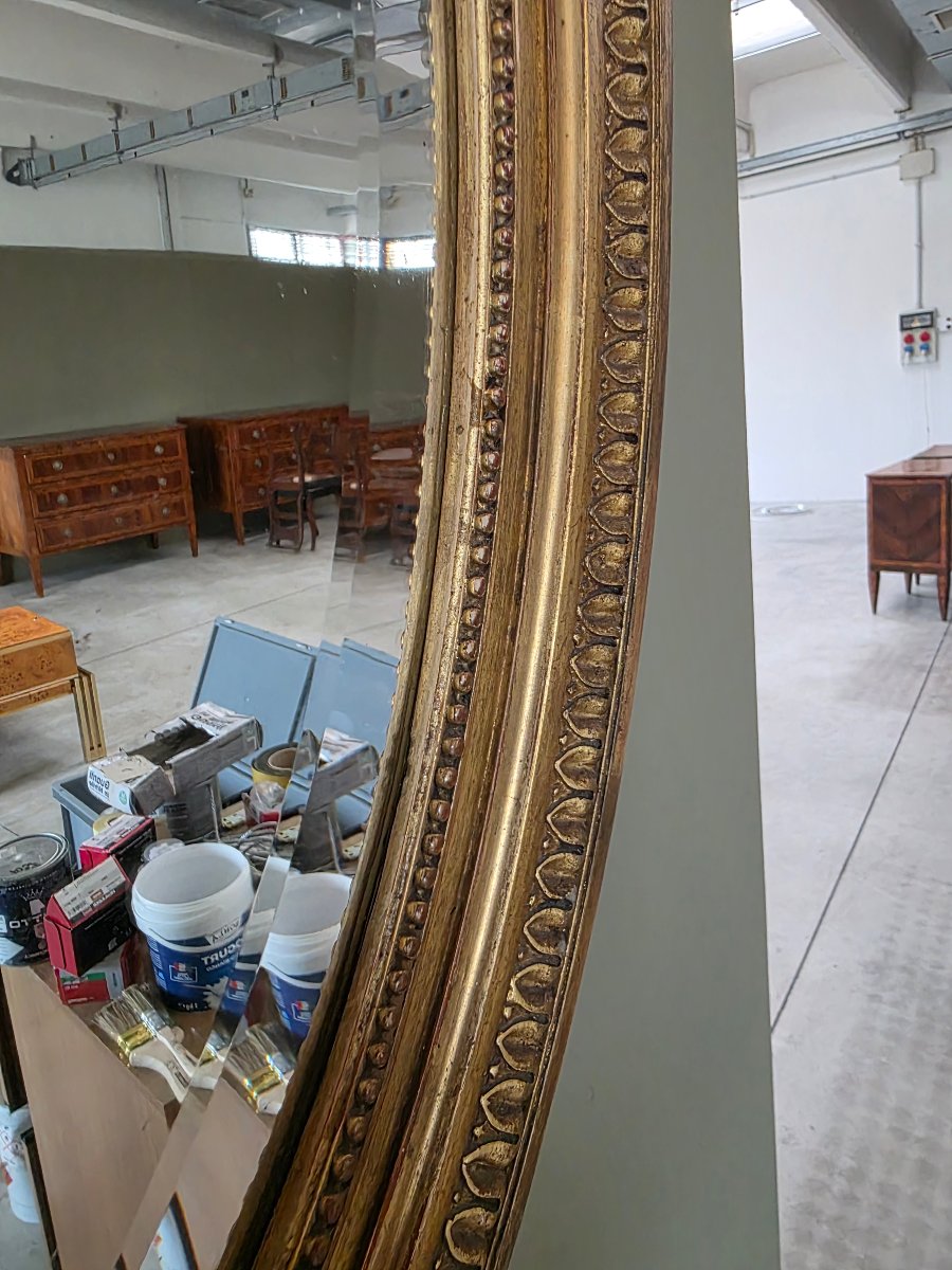 Gilded French Oval Mirror With A "love Knot" – Napoleon III Period, 19th Century-photo-1