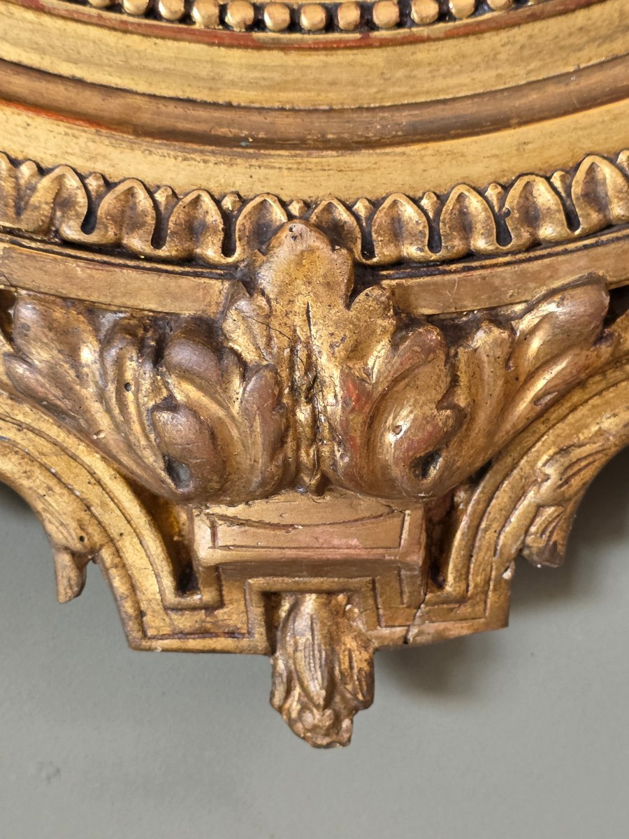 Gilded French Oval Mirror With A "love Knot" – Napoleon III Period, 19th Century-photo-6