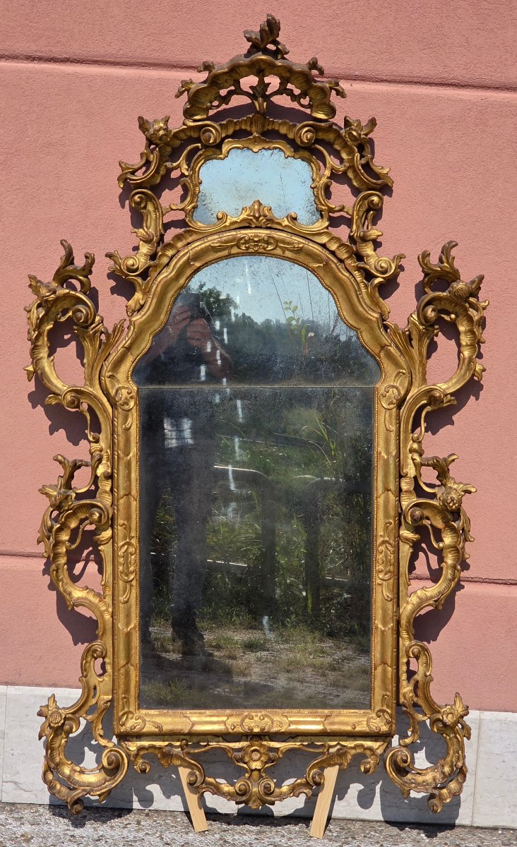 Large Carved And Gilded Venetian Mirror In The Rococo Style, Late 19th – Early 20th Century-photo-3