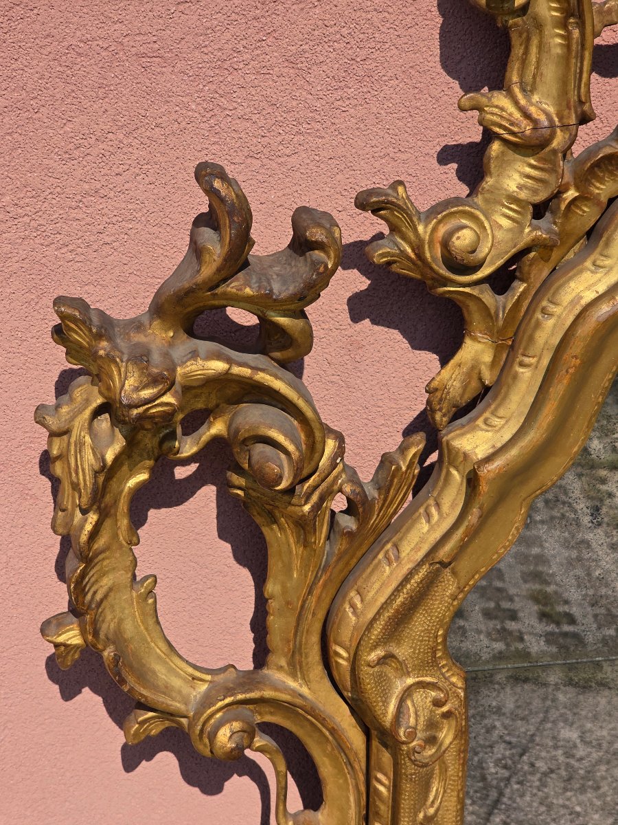 Large Carved And Gilded Venetian Mirror In The Rococo Style, Late 19th – Early 20th Century-photo-8