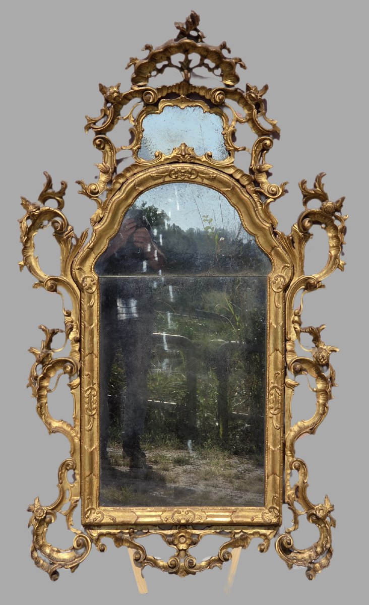 Large Carved And Gilded Venetian Mirror In The Rococo Style, Late 19th – Early 20th Century