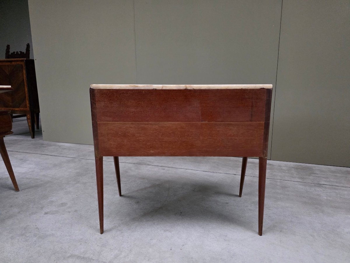 Pair Of Italian Nightstands In Mahogany And Onyx, Designer Piece, 1950s-photo-1