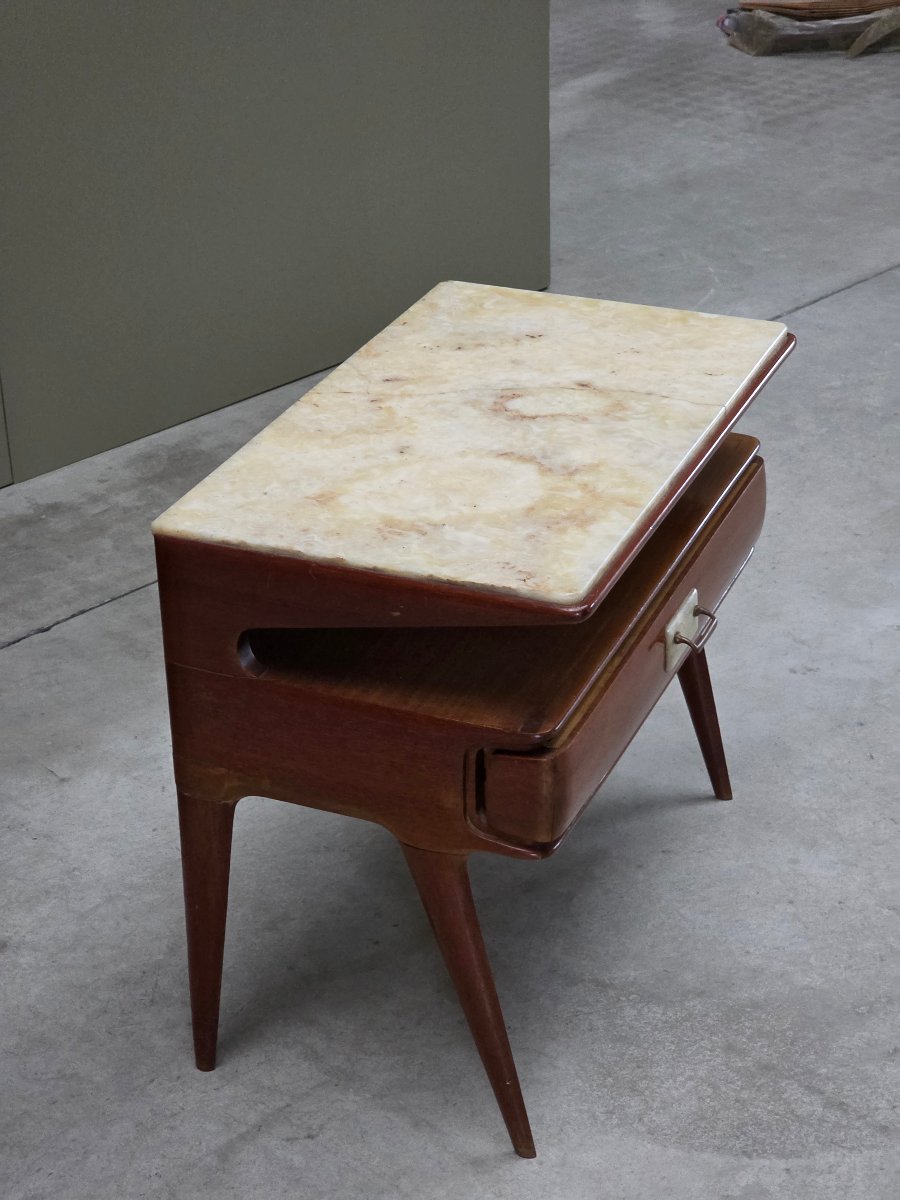 Pair Of Italian Nightstands In Mahogany And Onyx, Designer Piece, 1950s-photo-2