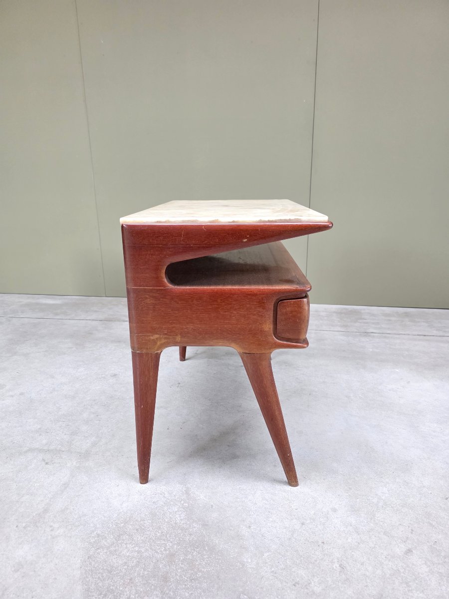 Pair Of Italian Nightstands In Mahogany And Onyx, Designer Piece, 1950s-photo-4