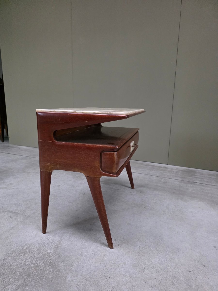 Pair Of Italian Nightstands In Mahogany And Onyx, Designer Piece, 1950s-photo-6