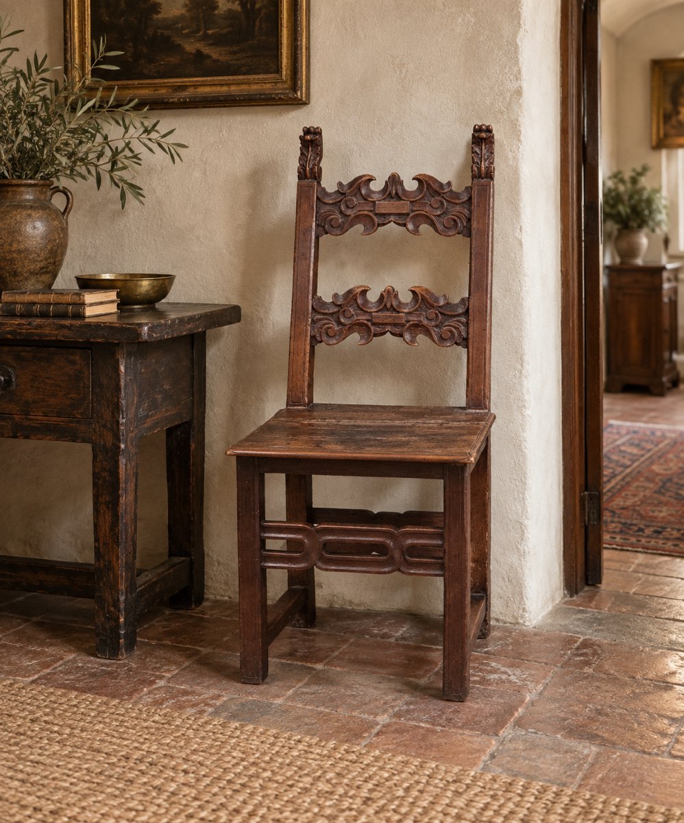 Venetian High Chair Made Of Carved Fruitwood, Late 17th–early 18th Century-photo-2