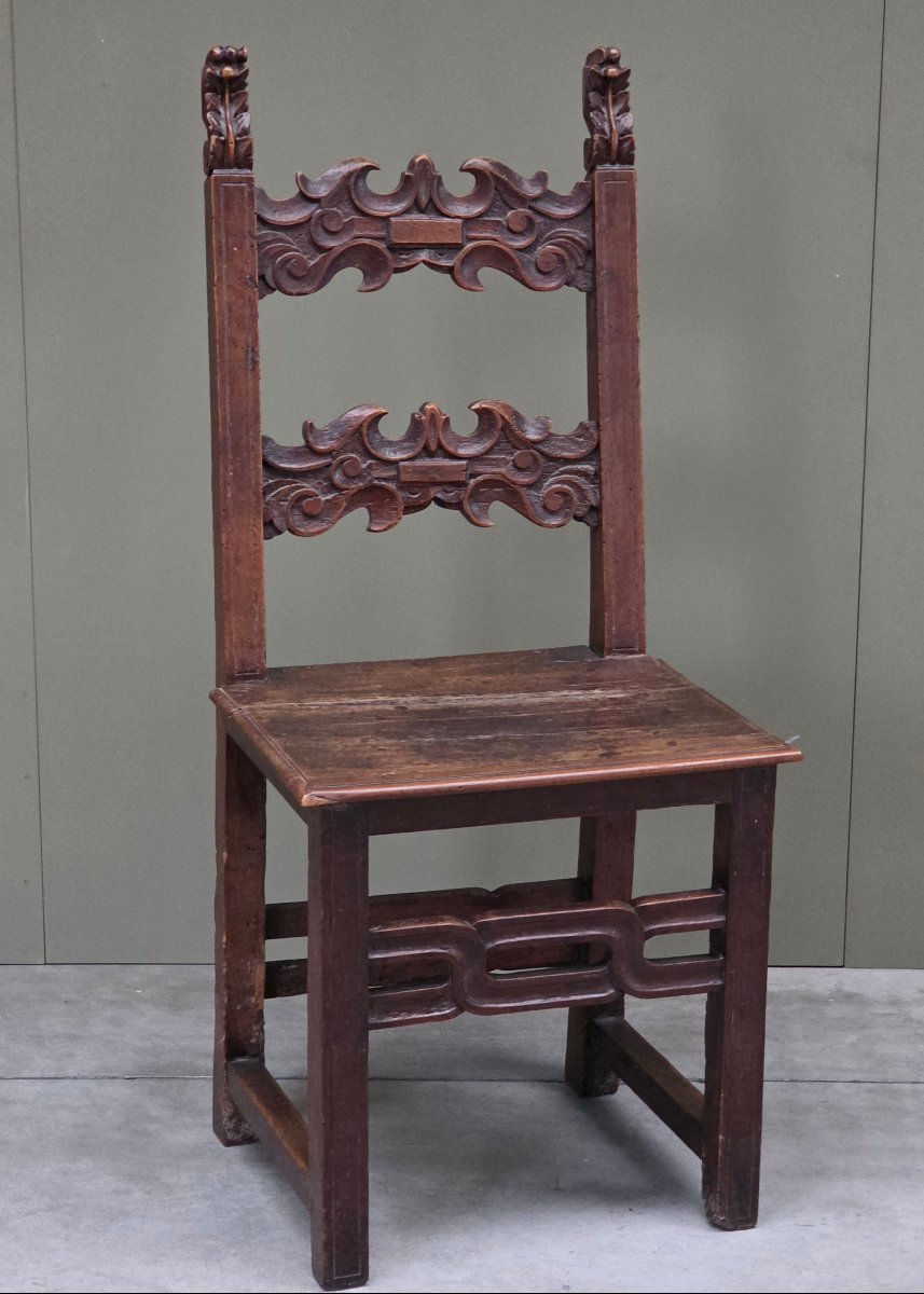 Venetian High Chair Made Of Carved Fruitwood, Late 17th–early 18th Century