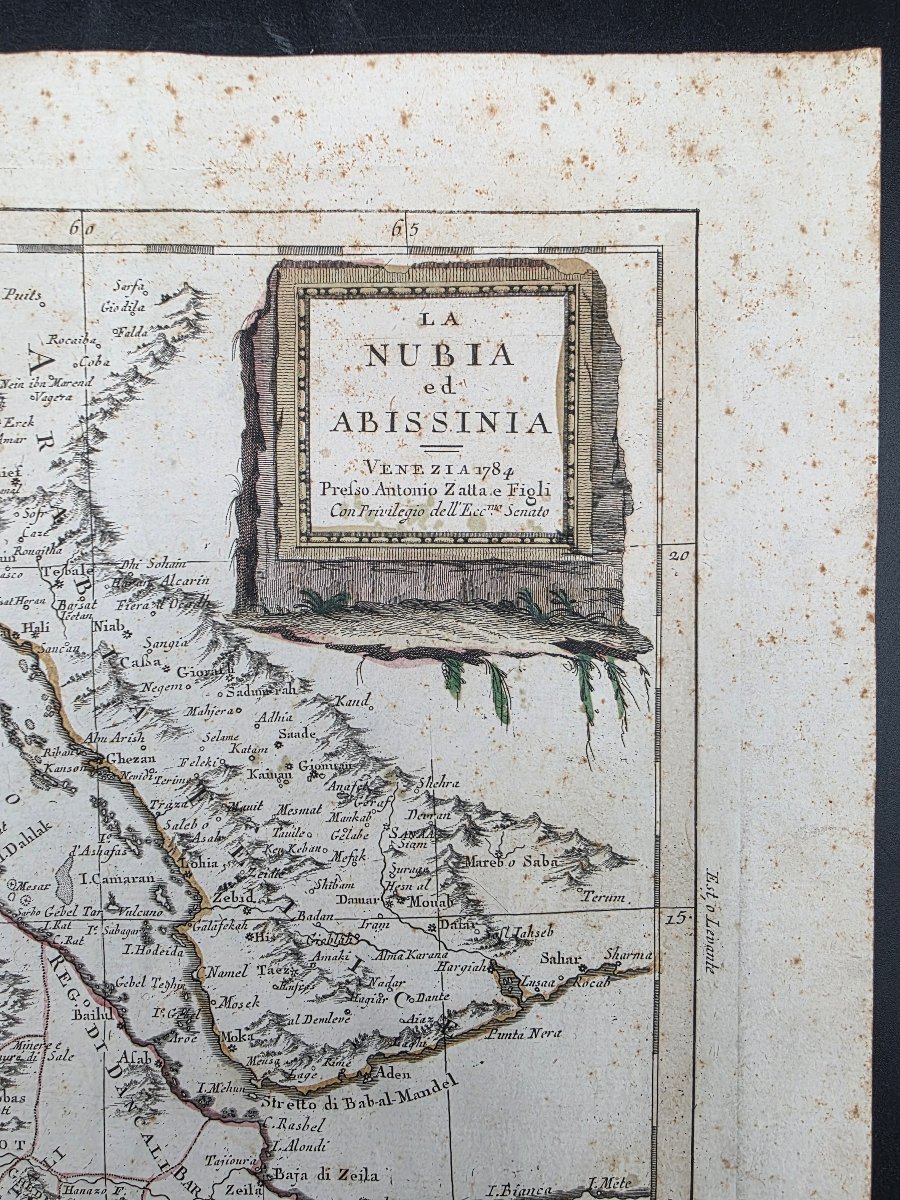 Carte géographique Nubie et Abyssinie, Antonio Zatta, Venise 1784, XVIIIe siècle -photo-2