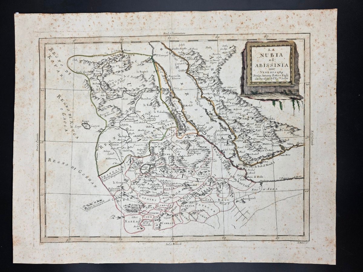 Carte géographique Nubie et Abyssinie, Antonio Zatta, Venise 1784, XVIIIe siècle 