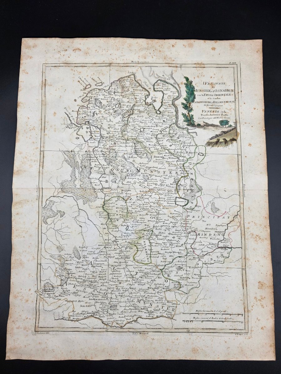 Map Of The Dioceses Of Münster And Osnabrück, Antonio Zatta, Venice 1781