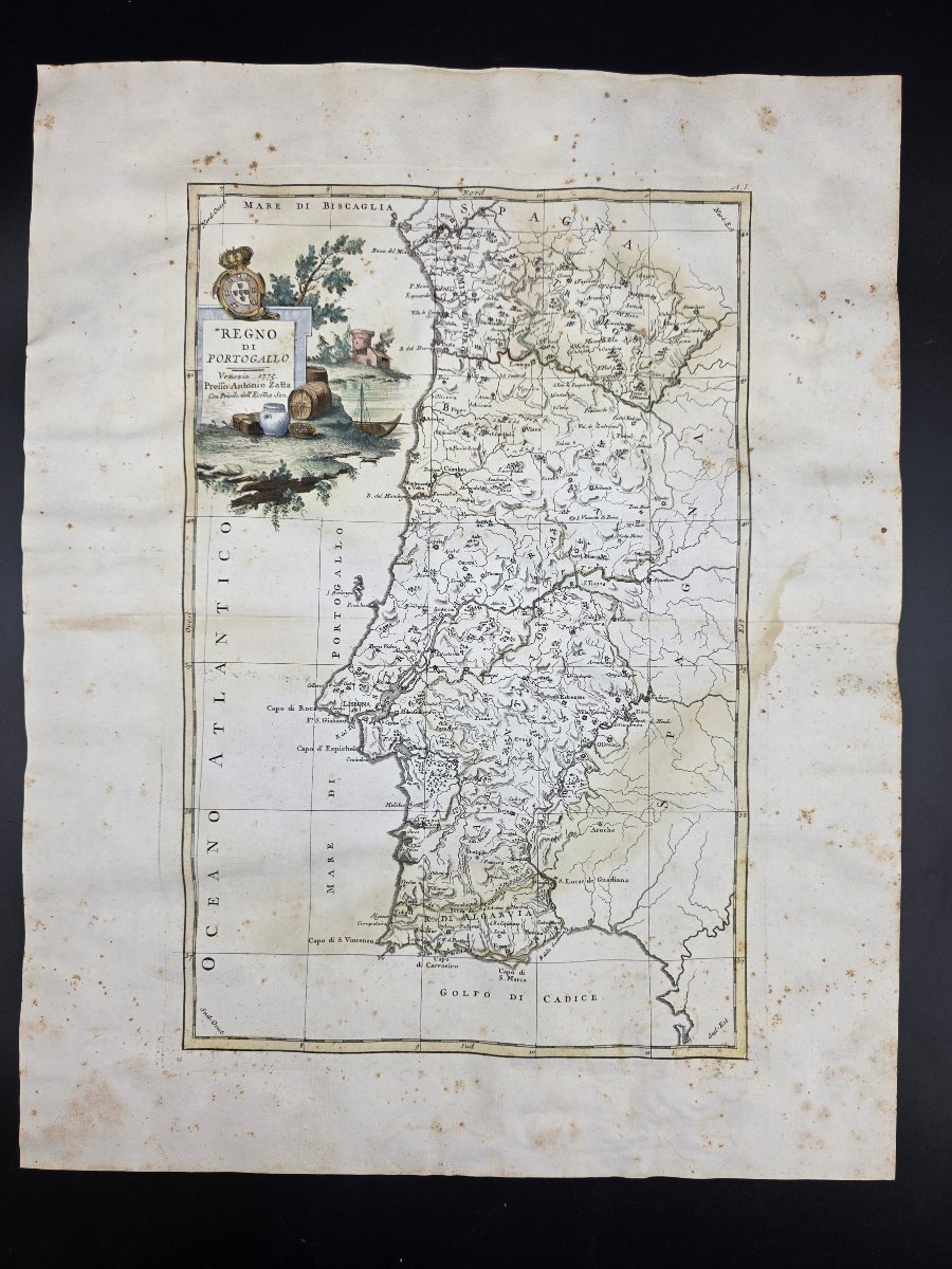 Carte géographique du Royaume de Portugal, Antonio Zatta, Venise 1775, XVIIIe siècle 
