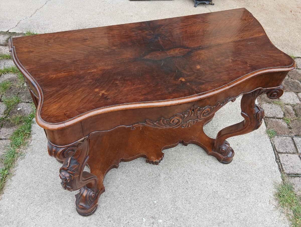 Paire de consoles Louis-Philippe en noyer sculpté – Vénétie, XIXe siècle-photo-4