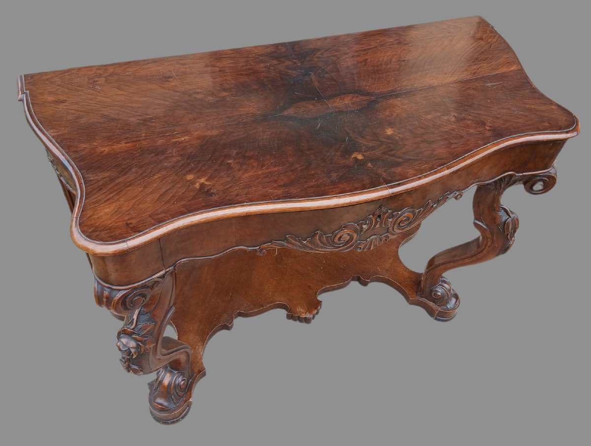 Paire de consoles Louis-Philippe en noyer sculpté – Vénétie, XIXe siècle-photo-7