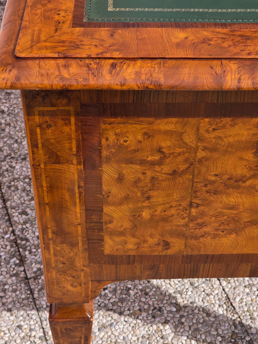 Large Neoclassical Center Desk Made Of Elm Burl, Emilia, Late 18th–early 19th Century-photo-2