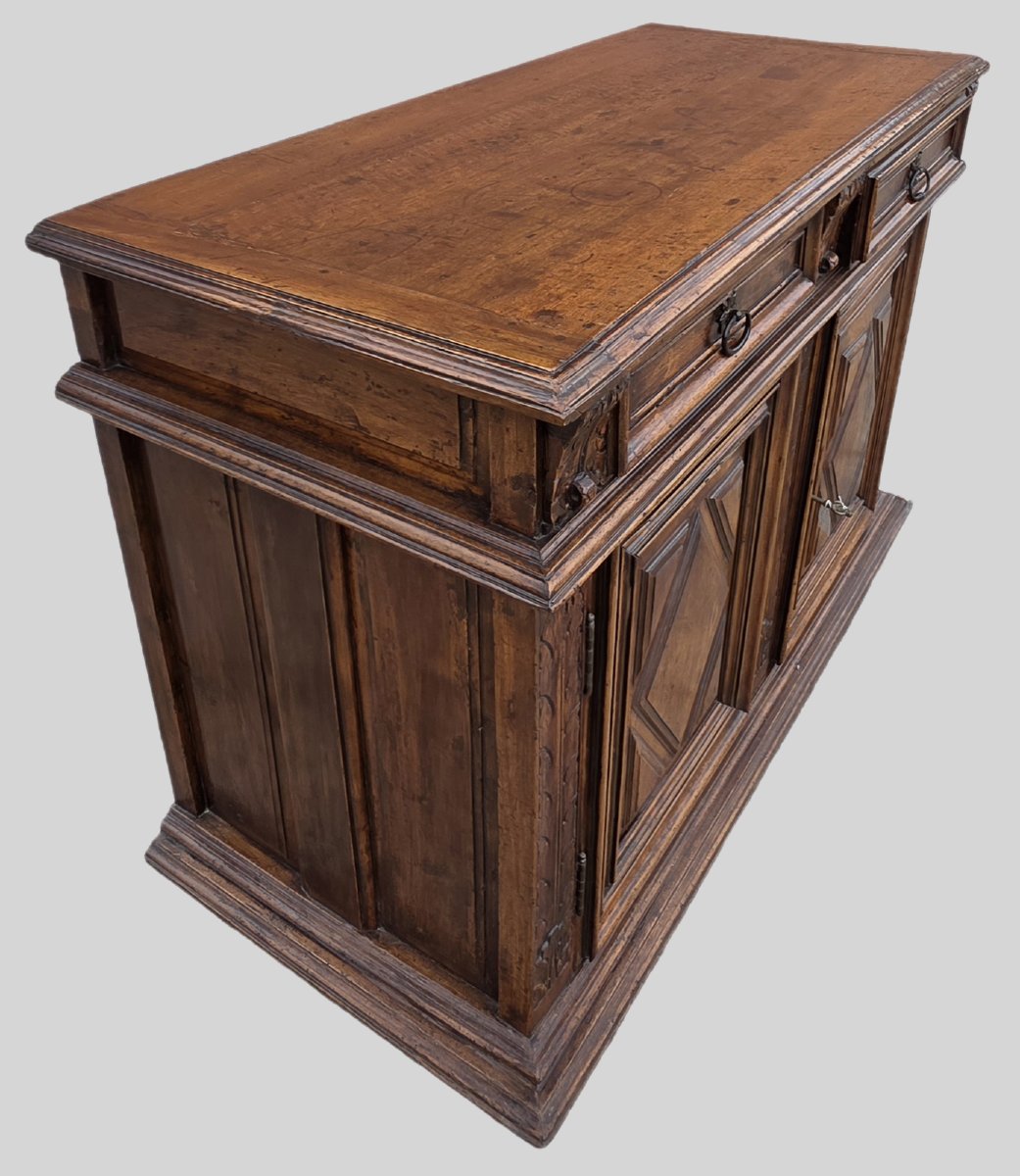Sideboard Made Of Solid Walnut, Northern Italy, 17th Century-photo-2