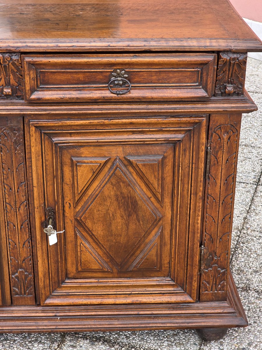 Sideboard Made Of Solid Walnut, Northern Italy, 17th Century-photo-3