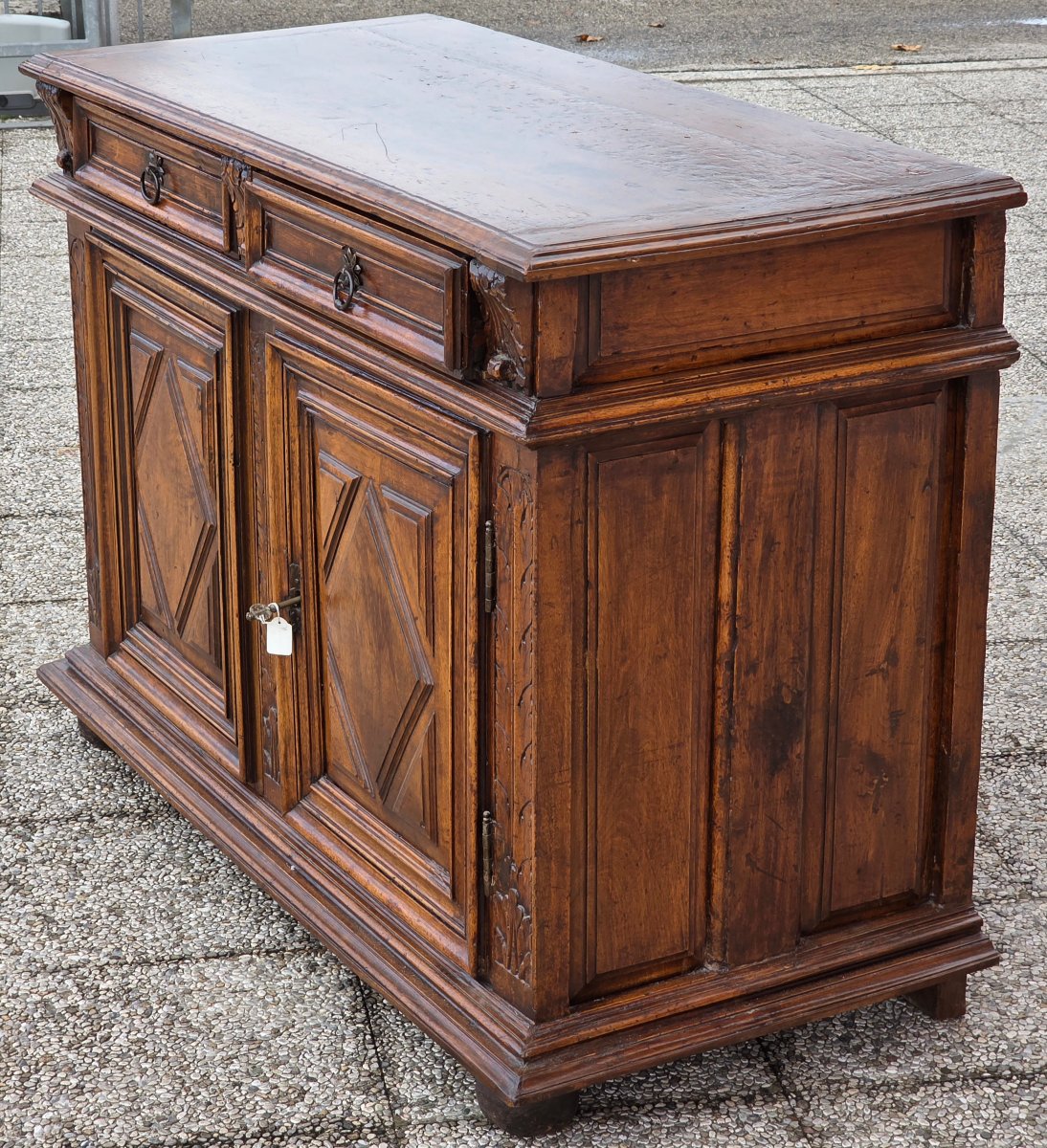 Sideboard Made Of Solid Walnut, Northern Italy, 17th Century-photo-2