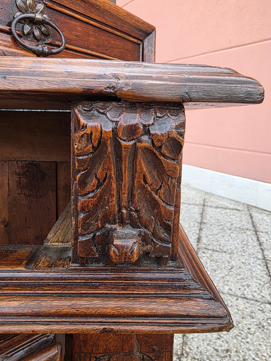 Sideboard Made Of Solid Walnut, Northern Italy, 17th Century-photo-5