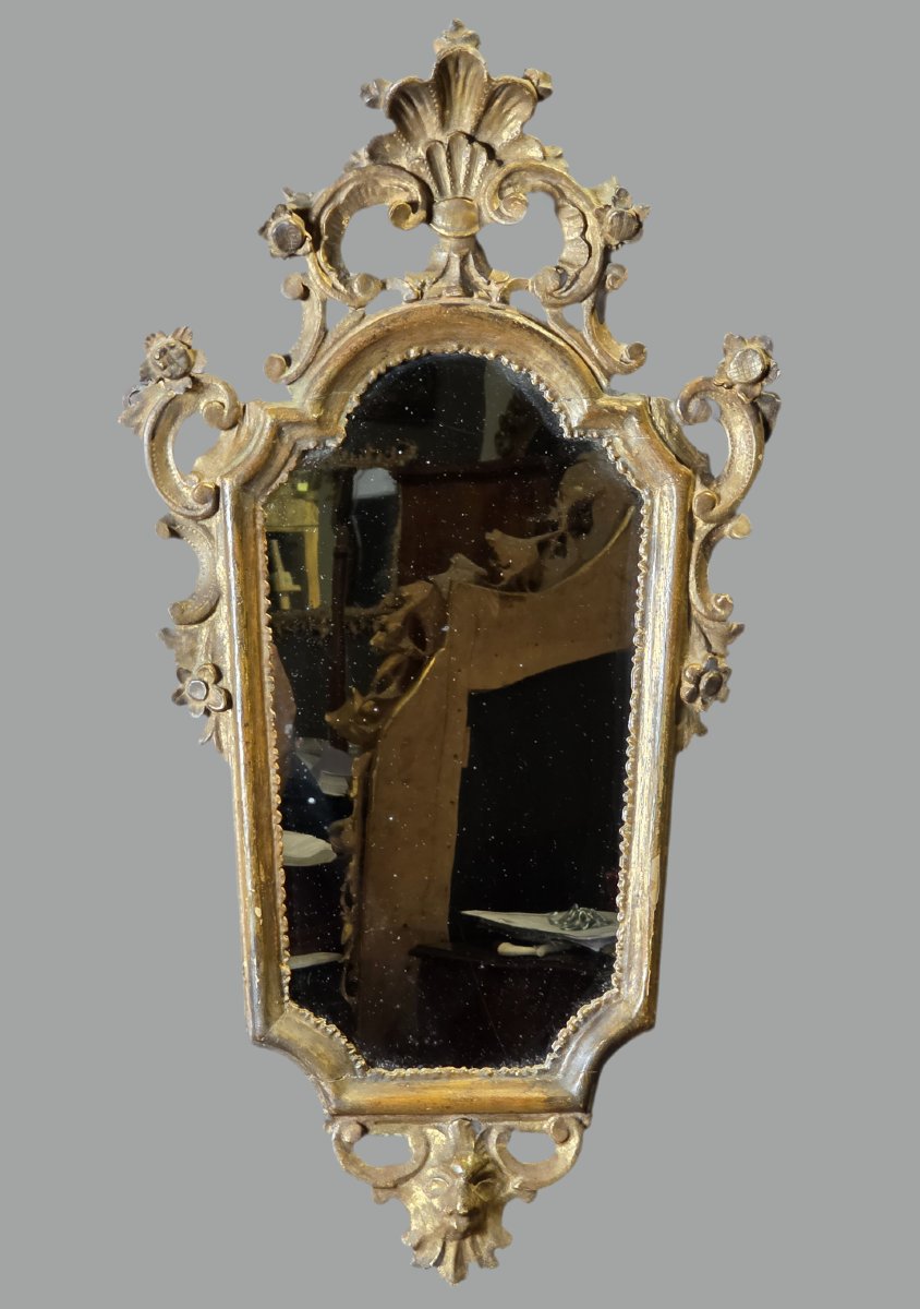 Pair Of Venetian Mirrors In Carved And Gilded Wood – Mid-20th Century-photo-2
