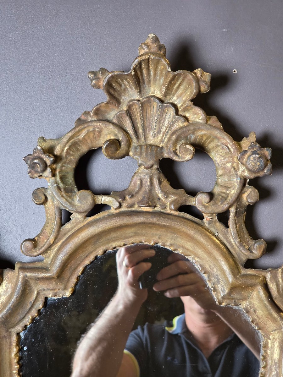 Pair Of Venetian Mirrors In Carved And Gilded Wood – Mid-20th Century-photo-7
