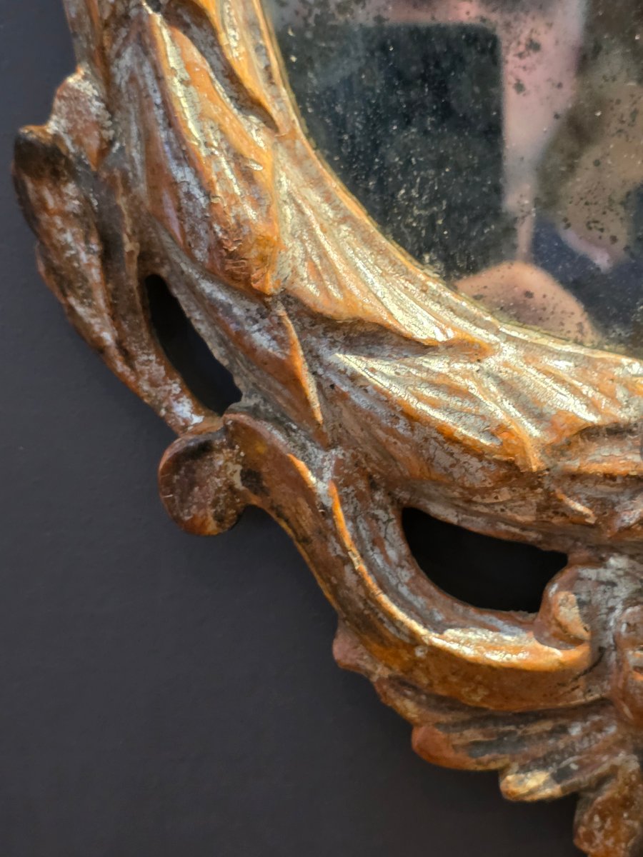 Paire de miroirs piémontais Louis XVI en bois sculpté et argenté – XVIIIe siècle-photo-5