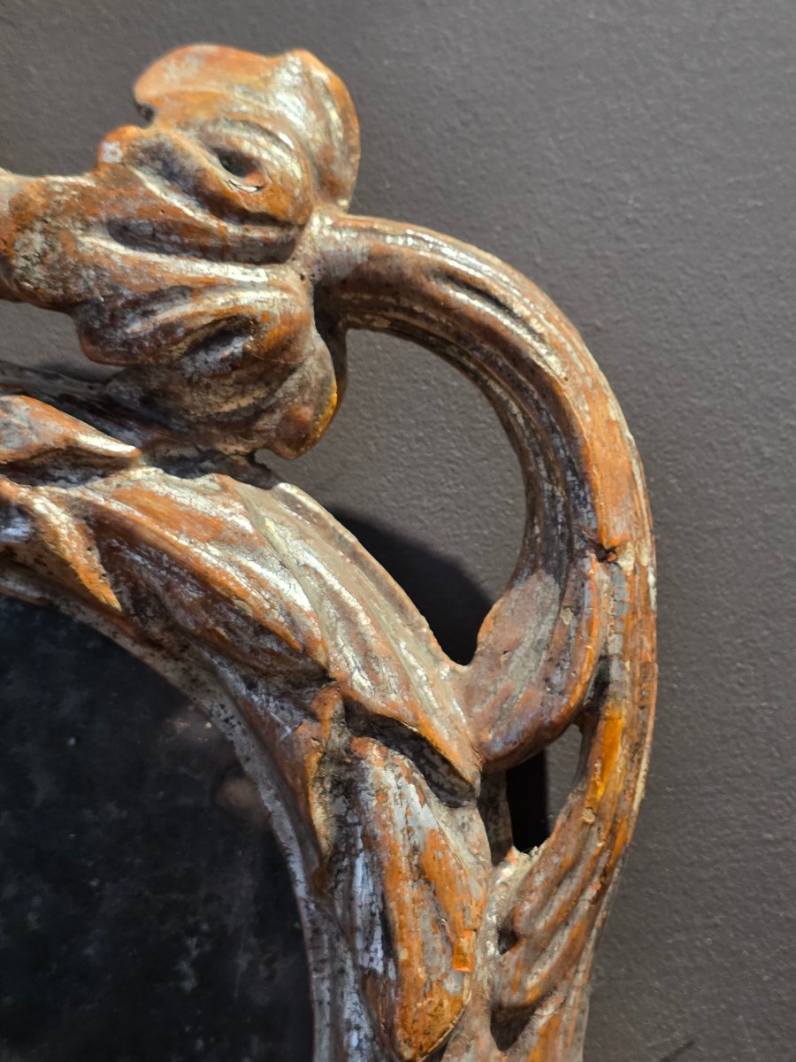 Paire de miroirs piémontais Louis XVI en bois sculpté et argenté – XVIIIe siècle-photo-8