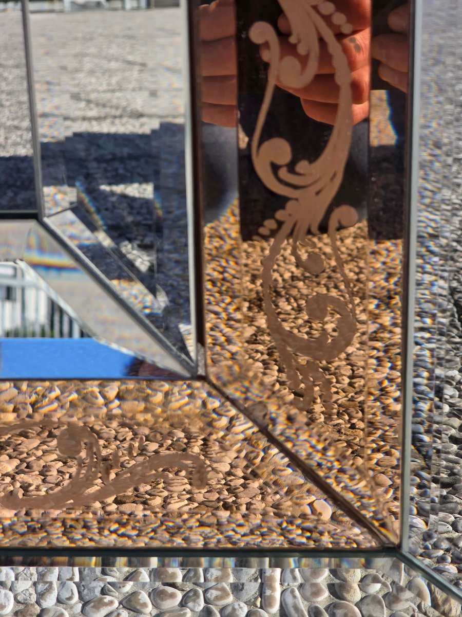 Large Venetian Mirror Made Of Cut And Engraved Glass – 1960s–1970s-photo-6