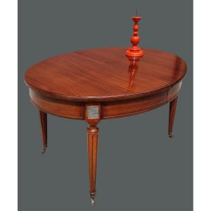 Table Ovale Extensible En Acajou, Style Louis XVI – Début Du XXe Siècle