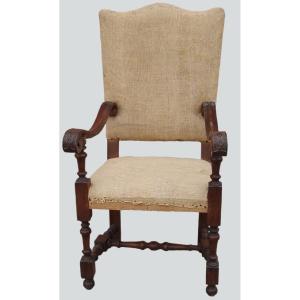 Rare Set Of Four Venetian Walnut Armchairs, Early 18th Century