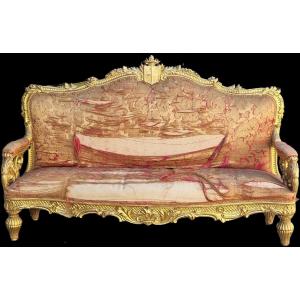 Salon noble sculpté et doré, style Charles X – XIXe siècle