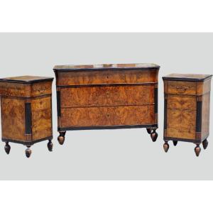Venetian Charles X Tryptich In Burr Walnut, Circa 1830