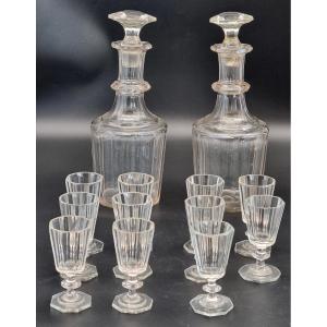 Cut Crystal Liqueur Set, Bohemia Or Russo-bohemian Area, 19th Century
