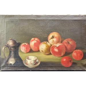 Paire de natures mortes aux fruits, cafetière et chocolatière – Nord de l’Italie, fin XVIIIe – 